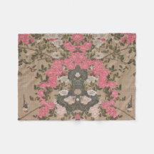 Jakuchu Rose Harmony Fleece Blanket