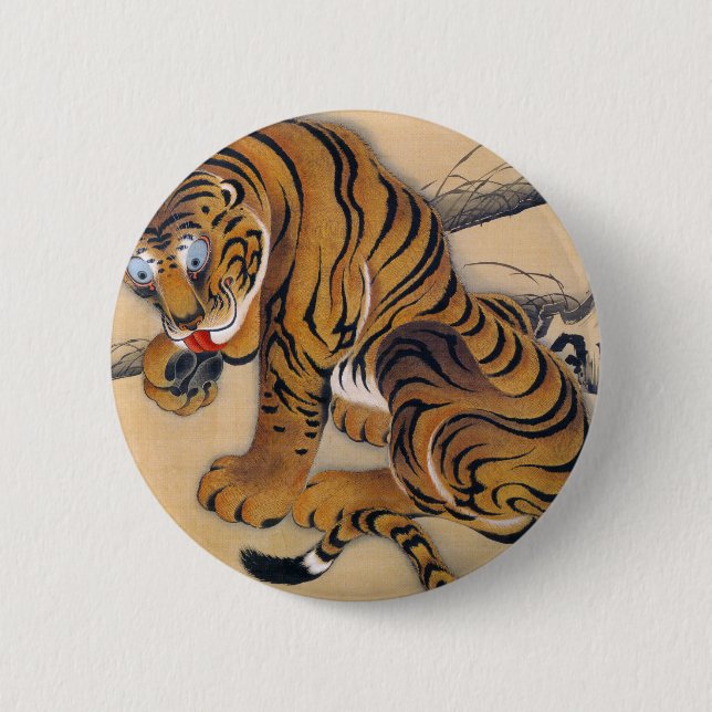 Jakuchu_Tiger Pinback Button (Front)