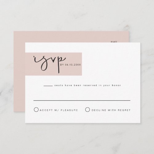 JALAINE Modern Blush Color Block RSVP Postcard