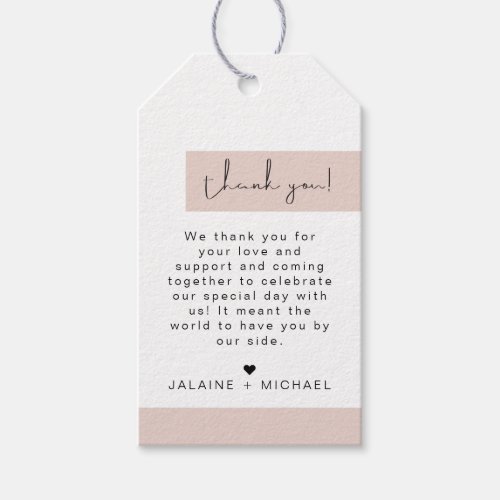 JALAINE Modern Blush Color Block Thank You Gift Tags