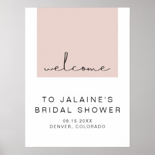 JALAINE Modern Blush Pink Bridal Shower Welcome Poster