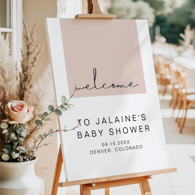 JALAINE Modern Blush Pink Girl Baby Shower Welcome Foam Board (Creator Uploaded)