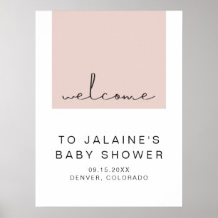 JALAINE Modern Blush Pink Girl Baby Shower Welcome Poster