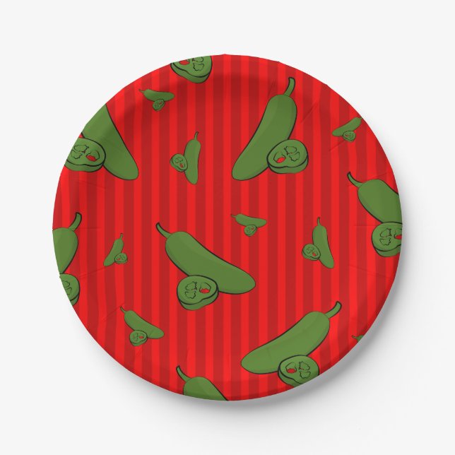 Jalapeno Illustration Paper Plates (Front)