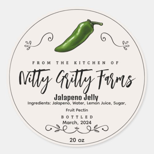 Jalapeno jelly preserve  Jam Custom Canning Label