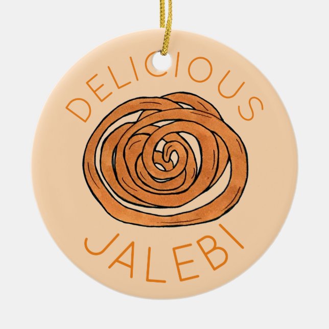Jalebi South Asian Indian Mithai Sweet Snack Food Ceramic Ornament (Front)
