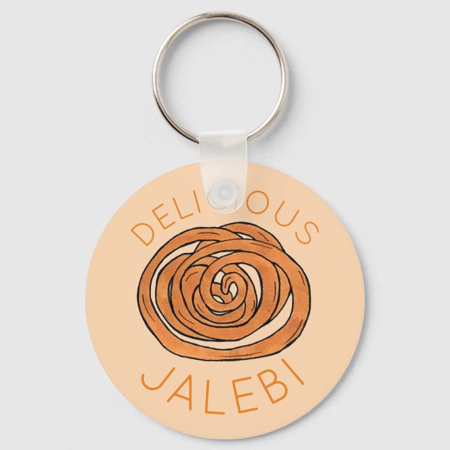 Jalebi South Asian Indian Mithai Sweet Snack Food Keychain (Front)