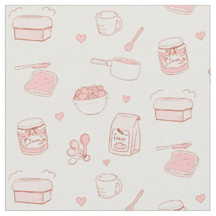 Jam and Bread Made with Love Cute Pink Baking Fabric
