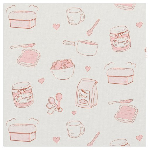 Jam and Bread Made with Love Cute Pink Baking Fabric