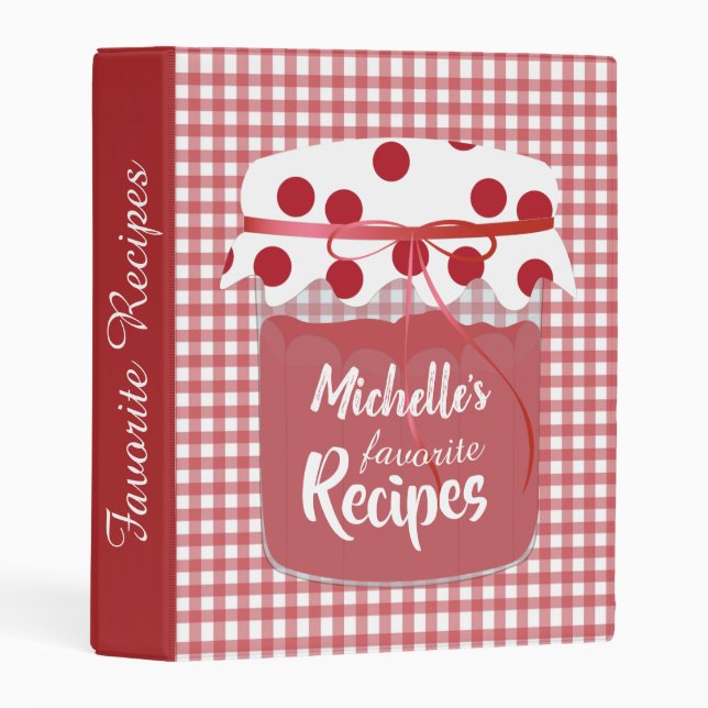 Jam and Gingham Personalised Recipes Mini Binder (Front/Spine)