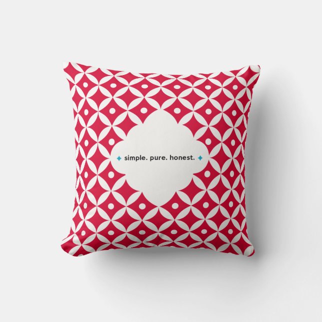 Jam Jar - Simple. Pure. Honest. Pillow. Throw Pillow (Front)