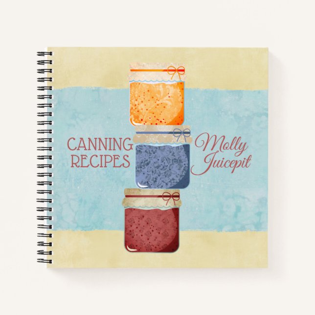 Jam jars home canning personalized cookbook recipe notebook (Front)