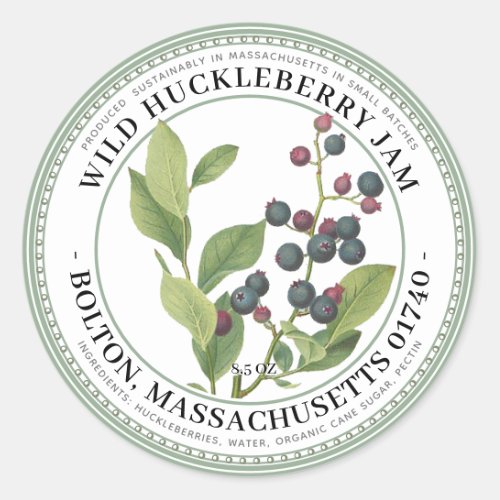 Jam Label with Native Huckleberries Illustration