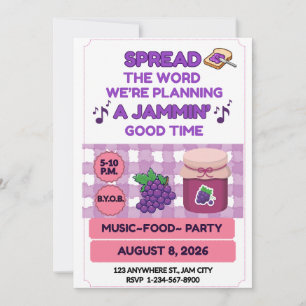JAM ON Family Gathering Event reunion Purple Pink Invitation