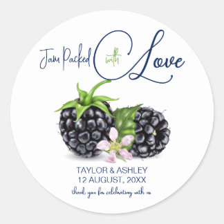 Jam Packed with Love Blackberry Fruit | Wedding Classic Round Sticker