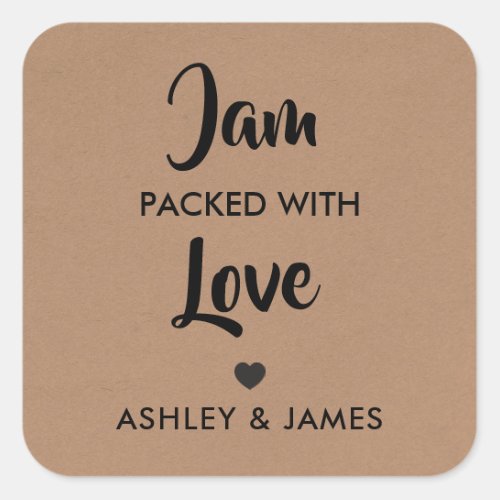Jam Packed With Love Gift Tags Wedding Tag Kraft Square Sticker