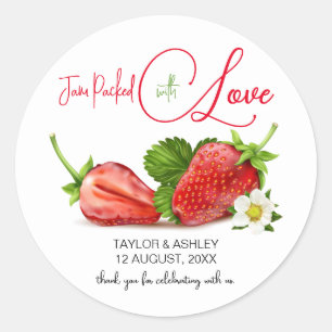 Jam Packed with Love Strawberry Fruit   Wedding Classic Round Sticker