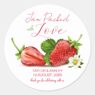 Jam Packed with Love Strawberry Fruit | Wedding Classic Round Sticker