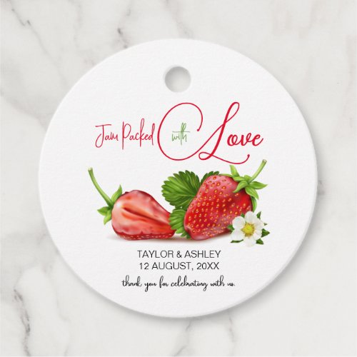 Jam Packed with Love Strawberry Fruit  Wedding Favor Tags