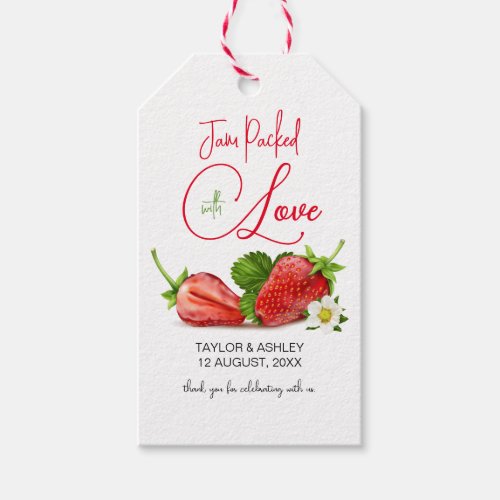 Jam Packed with Love Strawberry Fruit  Wedding Gift Tags