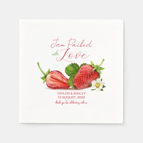 Jam Packed with Love Strawberry Fruit  Wedding Napkins
