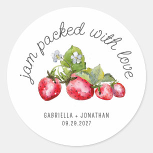 Jam Packed With Love Strawberry Jam Wedding Favor Classic Round Sticker