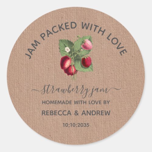 Jam Packed with Love Strawberry Jam Wedding Favors Classic Round Sticker