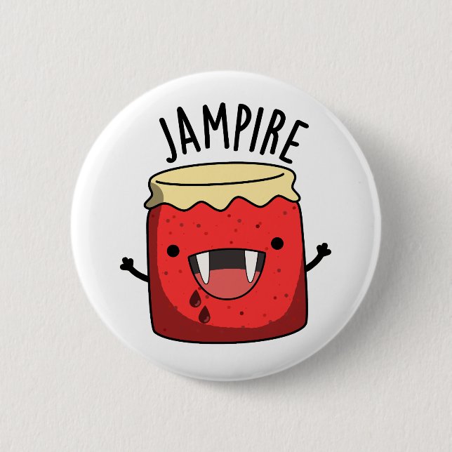 Jam-pire Funny Vampire Jam Pun  Button (Front)