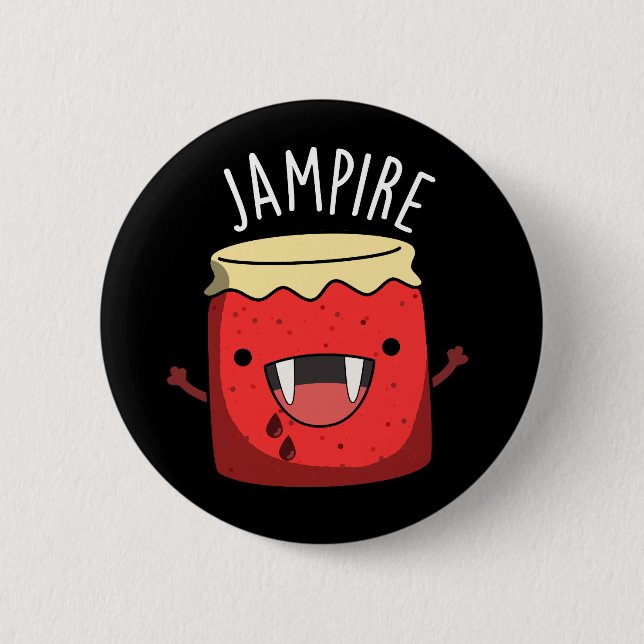 Jam-pire Funny Vampire Jam Pun Dark BG Button (Front)