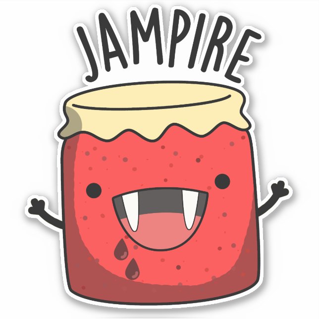 Jam-pire Funny Vampire Jam Pun  Sticker (Front)