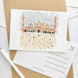 Jama Masjid Delhi India Muslim Watercolor Travel Invitation Postcard<br><div class="desc">A beautifully painted watercolor travel postcard featuring the Muslim mosque Jama Masjid of Delhi,  India.</div>