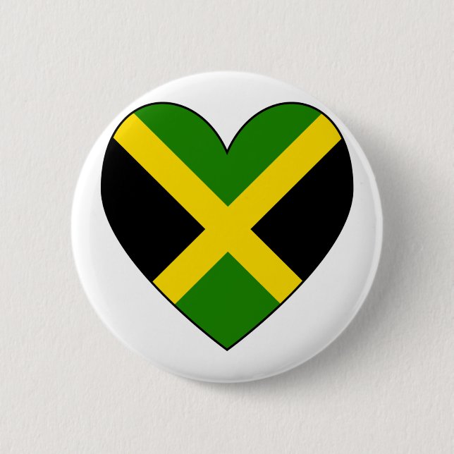 Jamacian Heart Flag Pinback Button (Front)