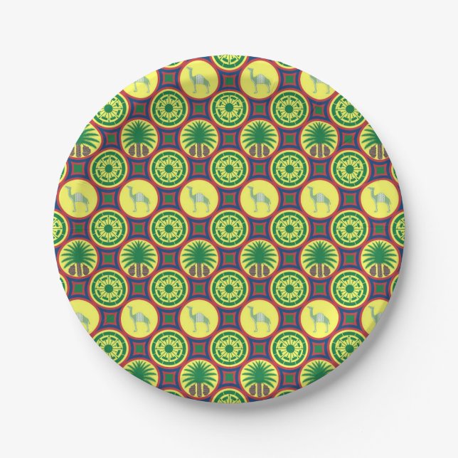 Jamahiri ® Libya | Africa Pattern  Paper Plates (Front)