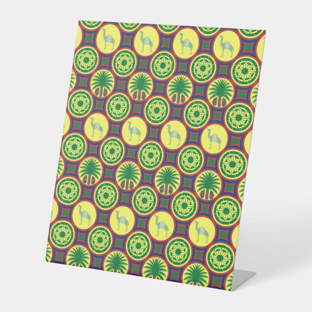 Jamahiri ® Libya | Africa Pattern Pedestal Sign (Front)