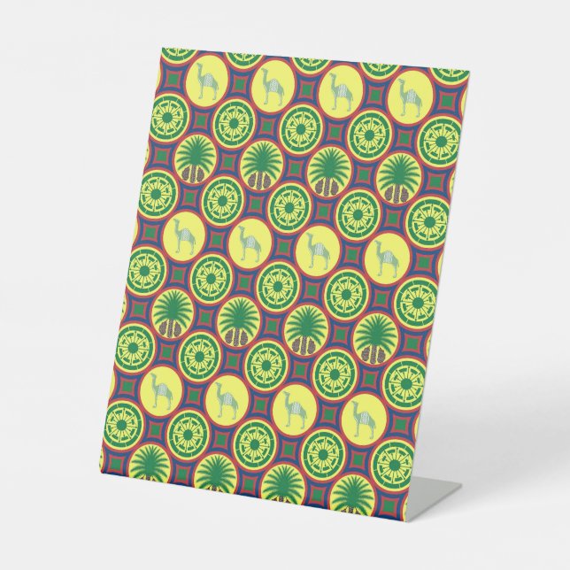 Jamahiri ® Libya | Africa Pattern Pedestal Sign (Front)