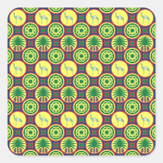 Jamahiri ® Libya | Africa Pattern Square Sticker (Front)