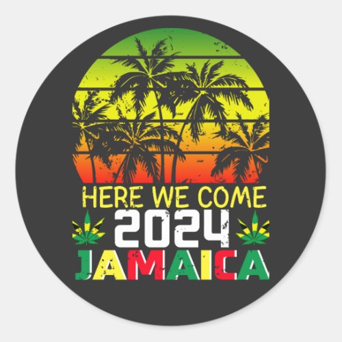 Jamaica 2024 Here We Come Classic Round Sticker