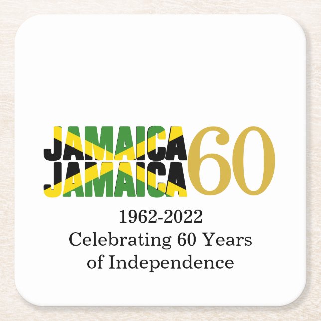 JAMAICA 60th Anniversary Independence Square Paper Coaster (Front)