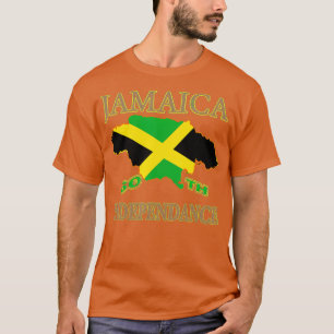 Jamaica 60th Independence Day 2022 Jamaican Map Fl T-Shirt