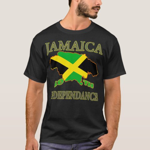 Jamaica 60th Independence Day 2022 Jamaican Map Fl T_Shirt