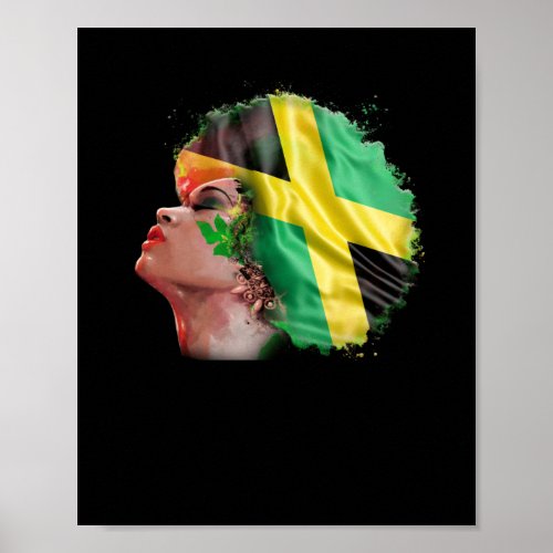 Jamaica Afro Girl Pride Black Woman Jamaican Flag Poster