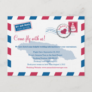 Jamaica Air Mail Wedding Travel Information Enclosure Card
