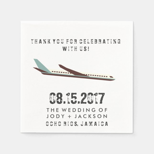 Jamaica Airplane Destination Wedding Napkins (Front)