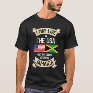 Jamaica American Flag Usa Jamaican Roots Gifts T-Shirt