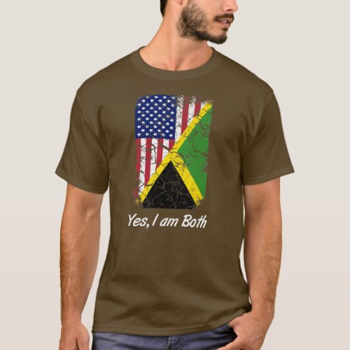 Jamaica American Flag Yes Im Both Jamaican Roots T_Shirt