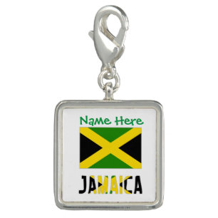 Jamaica and Jamaican Flag Green Personalization Charm