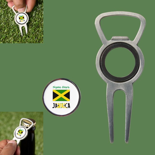 Jamaica and Jamaican Flag Green Personalization  Divot Tool (Creator Uploaded)