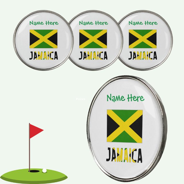 Jamaica and Jamaican Flag Green Personalization  Golf Ball Marker (Creator Uploaded)