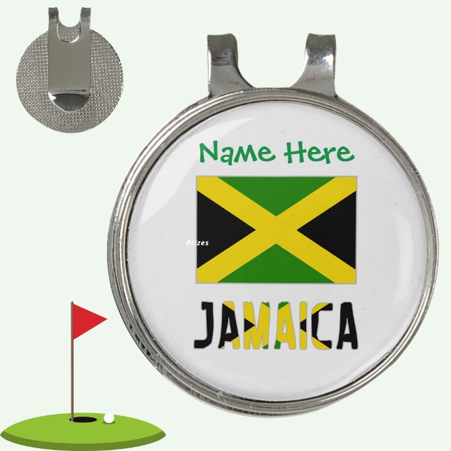 Jamaica and Jamaican Flag Green Personalization  Golf Hat Clip (Creator Uploaded)