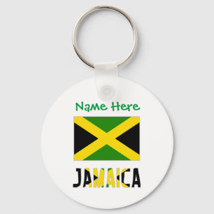 Jamaica and Jamaican Flag Green Personalization  Keychain